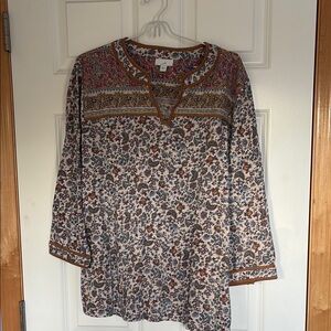 J. Jill Brown Tan Relaxed Buttoned Tunic